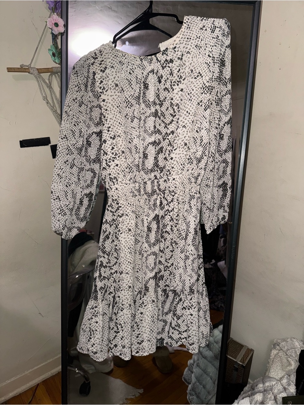 J. Crew Snake-Print Midi Dress in White and Black